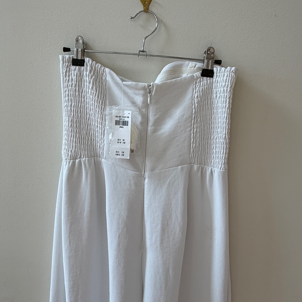 Abercrombie & Fitch Strapless Premium Crepe Wide Leg Jumpsuit White Small NWT - Picture 6 of 16